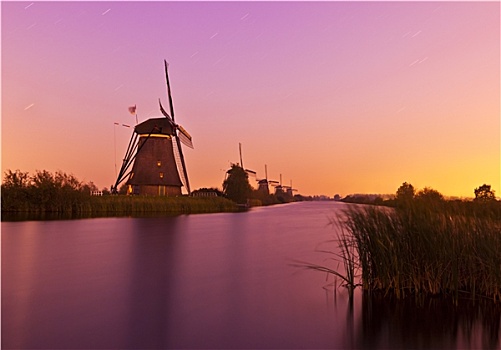风车,小孩堤防风车村,靠近,鹿特丹
