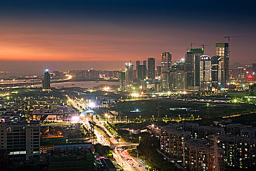 中国广东前海自贸区都市风光