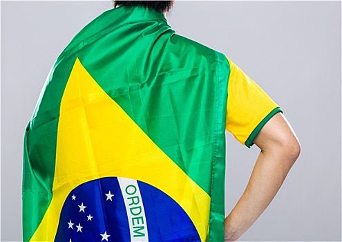 后视图,穿戴,巴西,旗帜