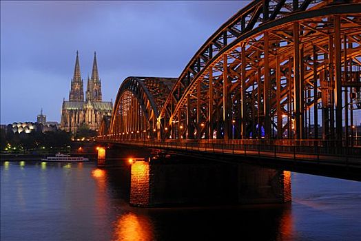 桥,科隆大教堂,科隆,北莱茵威斯特伐利亚,德国,欧洲