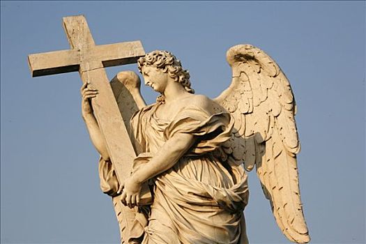 意大利,罗马,圣天使桥,雕塑,天使,十字架