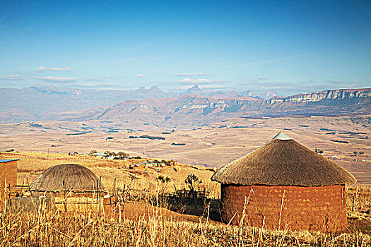 乡村,小屋,大教堂,顶峰,背景,公园,南非