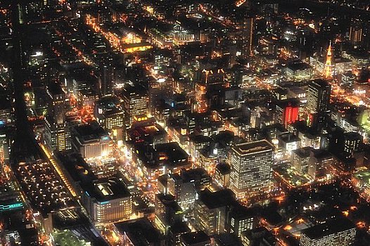 夜景,札幌,航拍