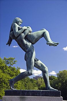 雕塑,奥斯陆,铜像,公园,福洛格纳公园,挪威,斯堪的纳维亚,欧洲