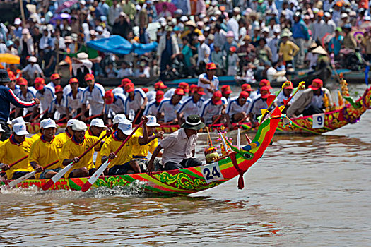 赛船,庆贺,高棉人,新年,节日,湄公河