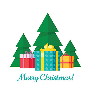 圣诞快乐,矢量,概念,设计,风格,包装,彩色,纸,带,礼物,礼盒,圣诞树,插画,寒假,销售,折扣,广告,贺卡