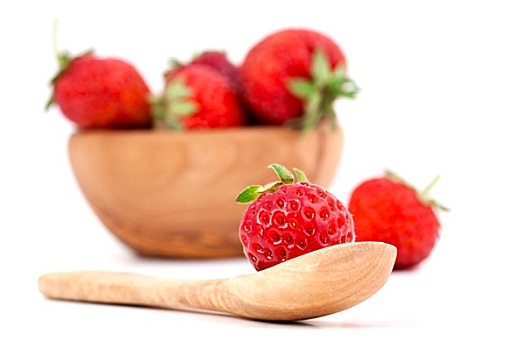 新鲜,草莓,隔绝,白色背景,背景