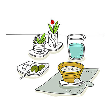 汤,水,花,容器