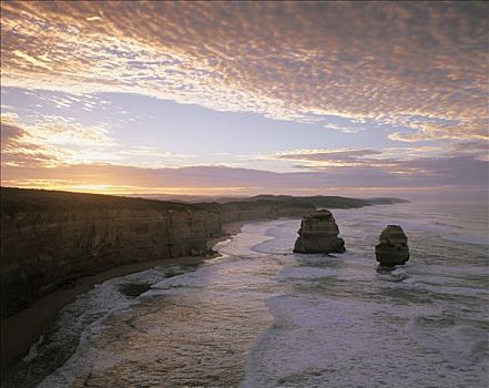 澳大利亚,维多利亚,港口,十二门徒岩,风景,日出