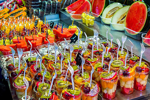 水果,罐,果汁,市场,巴塞罗那