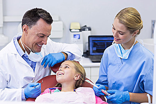 牙医,护理,互动,孩子,病人,诊所