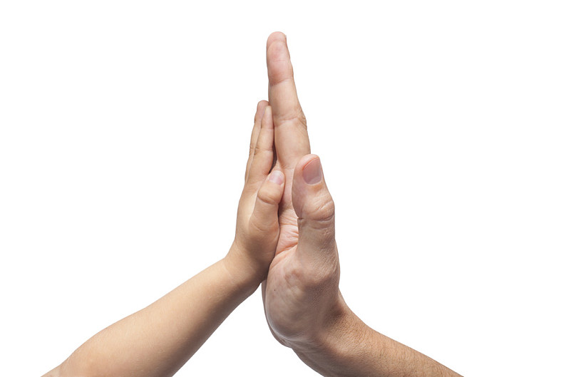 父子,击掌相庆,手势,白色背景,背景,隔绝_高清图片_全景视觉