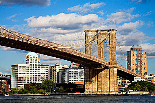 仰视,桥,布鲁克林大桥,布鲁克林,高度,下曼哈顿,纽约,美国