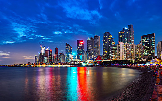 青岛城市建筑景观夜景