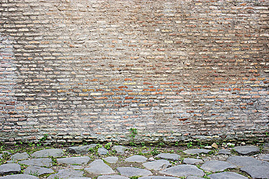 老式,石墙,后面,罗马,公路