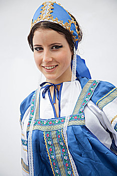 头像,女人,传统服装,俄罗斯,棚拍