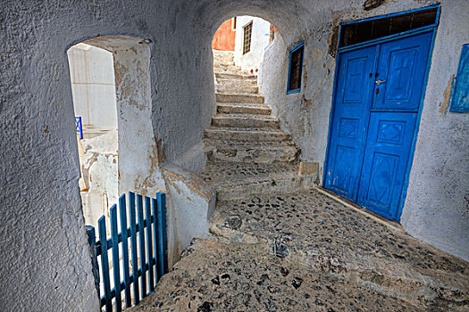 希腊,锡拉岛,小,小巷,拱道,楼梯,购物,区域
