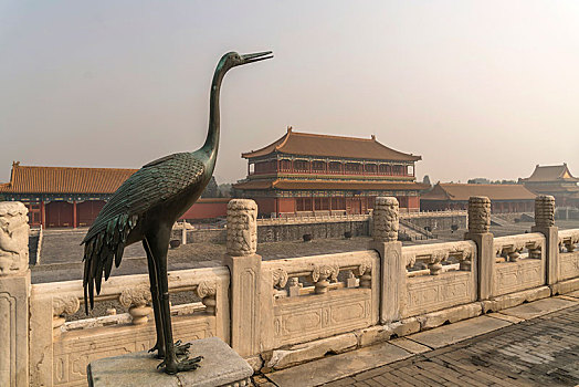 青铜,起重机,故宫,庙宇,北京,中国,亚洲