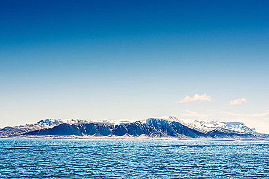 雪,山,蓝色,海洋,冰岛