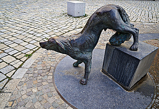 奎德琳堡,狗,雕塑,哈尔茨山,萨克森,德国