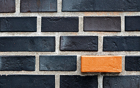 砖墙,黑色,砖,一个,橘子,汉堡市,德国,欧洲