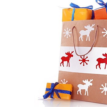 圣诞节,纸袋,橙色,礼物