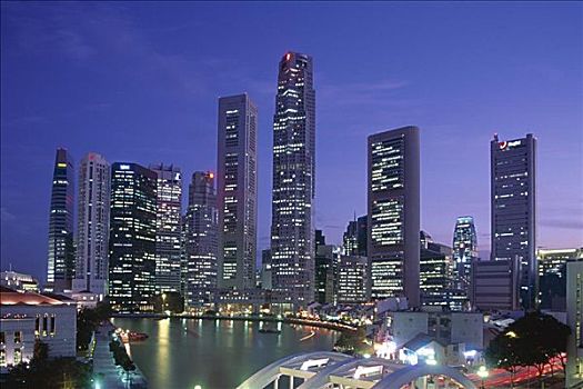 金融区,克拉码头,新加坡河,城市天际线,新加坡