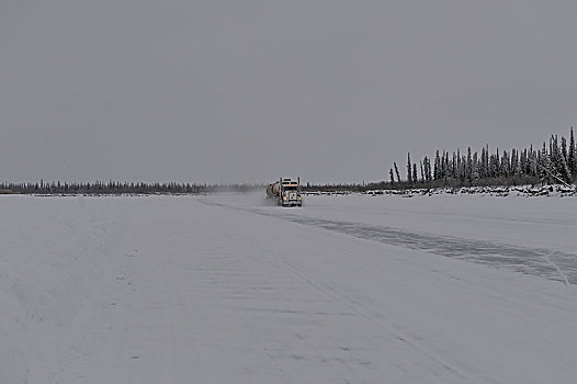 冰,道路,河,背景,卡车,加拿大西北地区,加拿大,北美