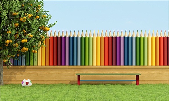 彩色,花园,孩子