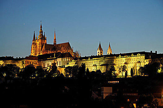 蓝色,钟点,大教堂,布拉格城堡,老城,布拉格,捷克共和国,欧洲