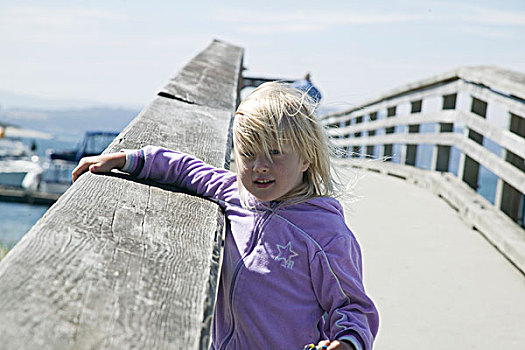 女孩,公用,码头,海洋公园,加拿大