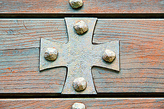 十字架,伦巴第,抽象,生锈,黄铜,褐色,门环,门,木头,意大利