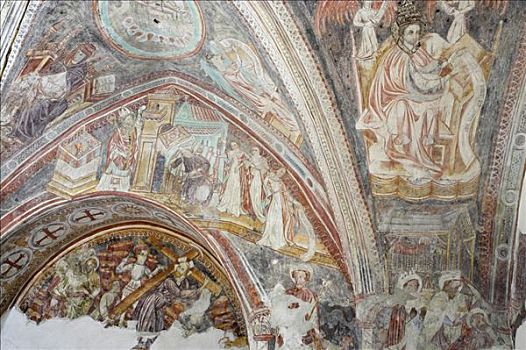 壁画,世纪,哥特建筑风格,教堂大街,尼古拉斯,山村,南蒂罗尔,意大利