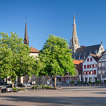 马尔克特广场,圣母教堂,教堂,埃斯林根,巴登符腾堡,德国