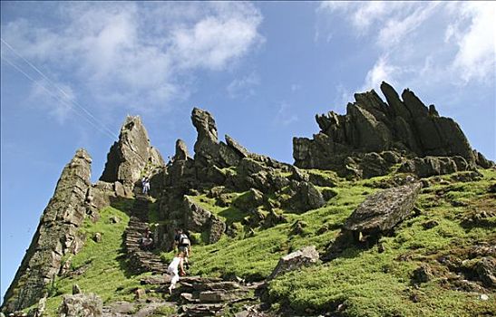 石头,老,僧侣,住宅区,斯凯利格,岛屿,爱尔兰