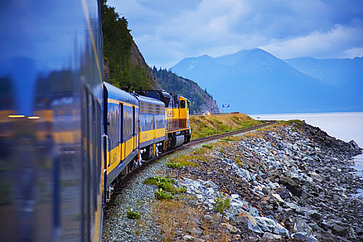 阿拉斯加,铁路,旅行,特纳甘湾,夏天,图像