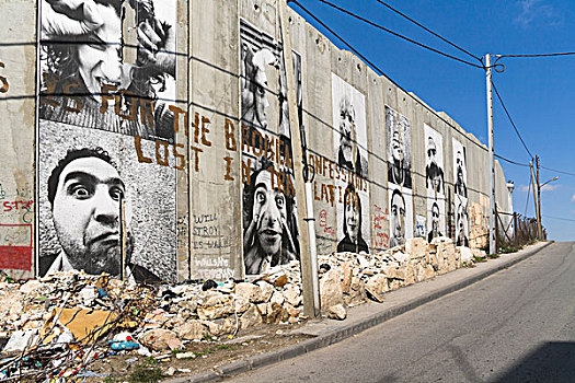 多,海报,墙壁,建造,以色列,分开,他们自己,伯利恒,约旦河西岸,西亚