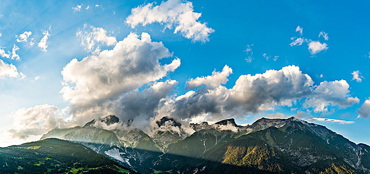 阿尔卑斯山,全景,云,头,北方,奥地利,欧洲