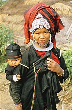 泰国,阿卡族,部族,女人,传统服饰