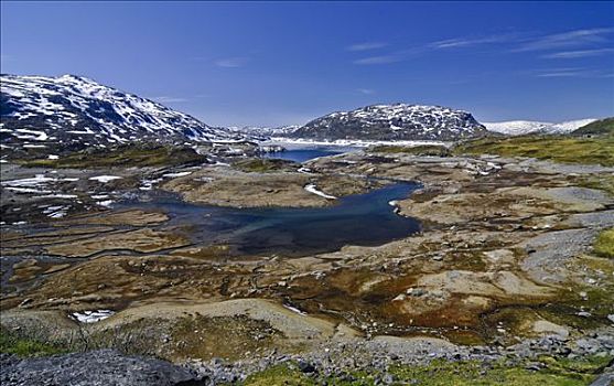 湖,岩石,高原,挪威,斯堪的纳维亚