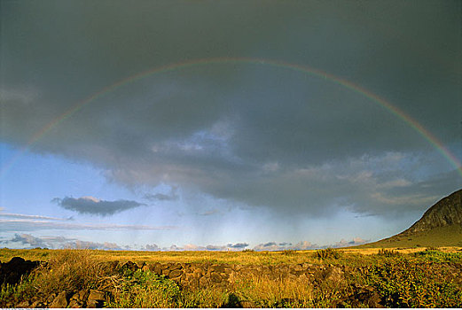 彩虹,上方,复活节岛,智利