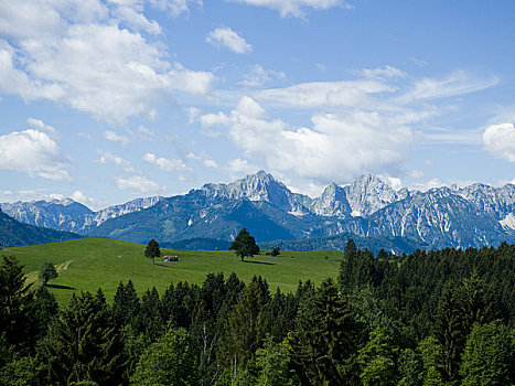 山谷,山峦,蓝天,云