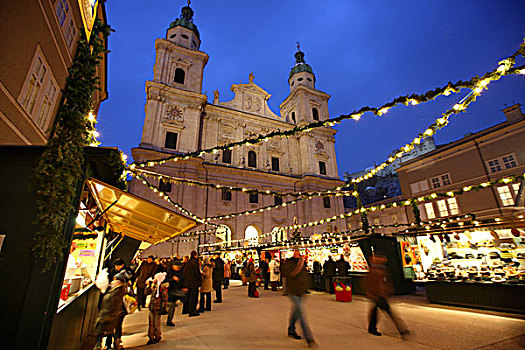 圣诞节,市场,萨尔茨堡,大教堂,老城,奥地利,欧洲
