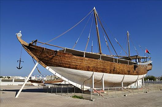 独桅三角帆船,沙尔基亚区,区域,阿曼苏丹国,阿拉伯,中东