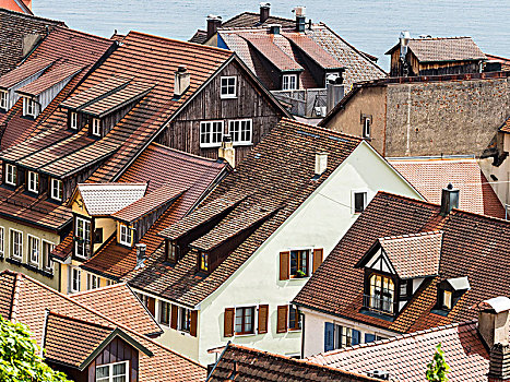 风景,上方,市区,梅尔斯堡,康士坦茨湖,屋顶,乡村,德国