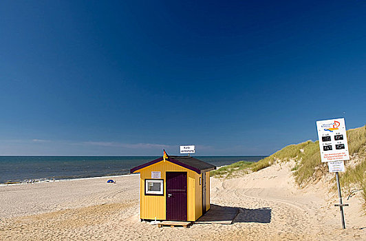 小屋,标识,海滩,德国