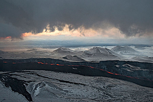 熔岩流,火山,堪察加半岛,俄罗斯