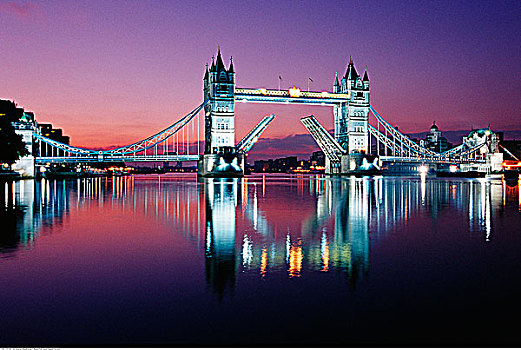 塔桥,黎明,伦敦,英格兰