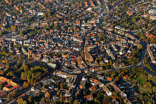 航拍,城镇中心,看,鲁尔区,北莱茵-威斯特伐利亚,德国,欧洲
