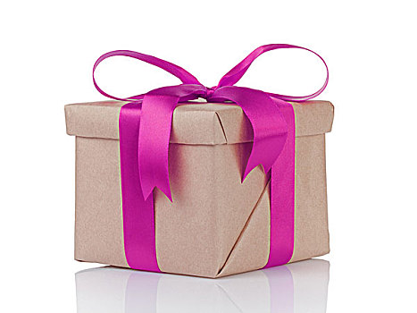 一个,礼物,圣诞节,盒子,包装,牛皮纸,纸,紫色,蝴蝶结,隔绝